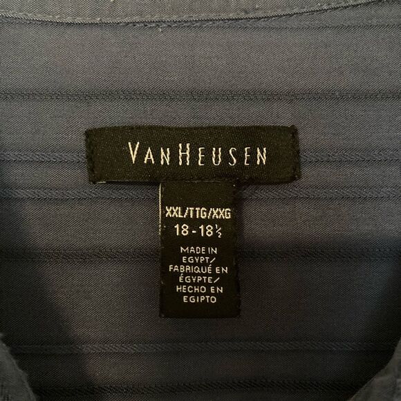 Van Heusen Navy Blue Men’s Button Up Shirt Size 2X, 18 - 18-1/2 - Picture 8 of 9